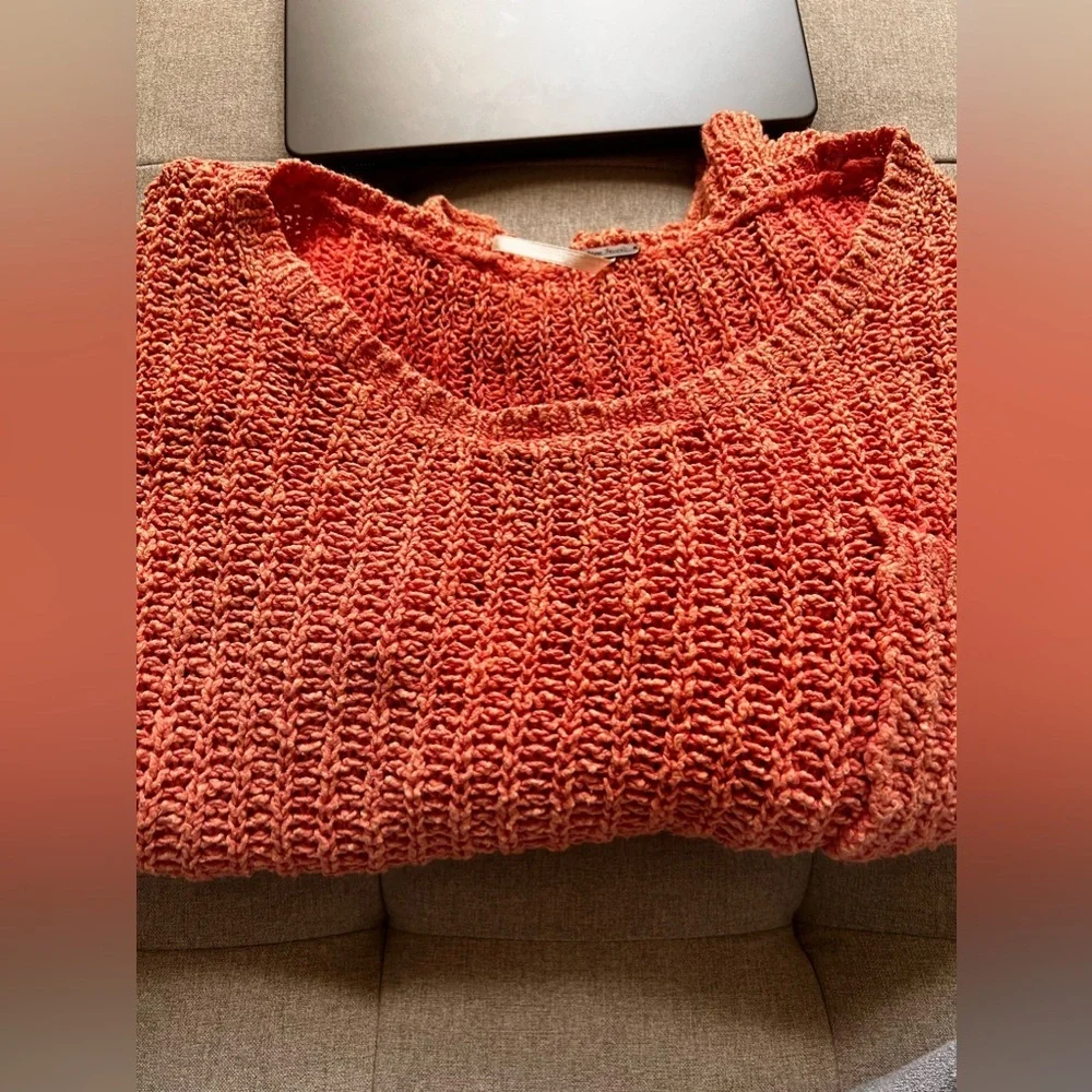 Oversized free people sheer see through peachy coral pink top size small
